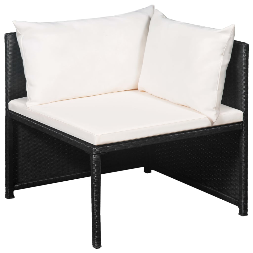 12-delige Loungeset met kussens poly rattan zwart