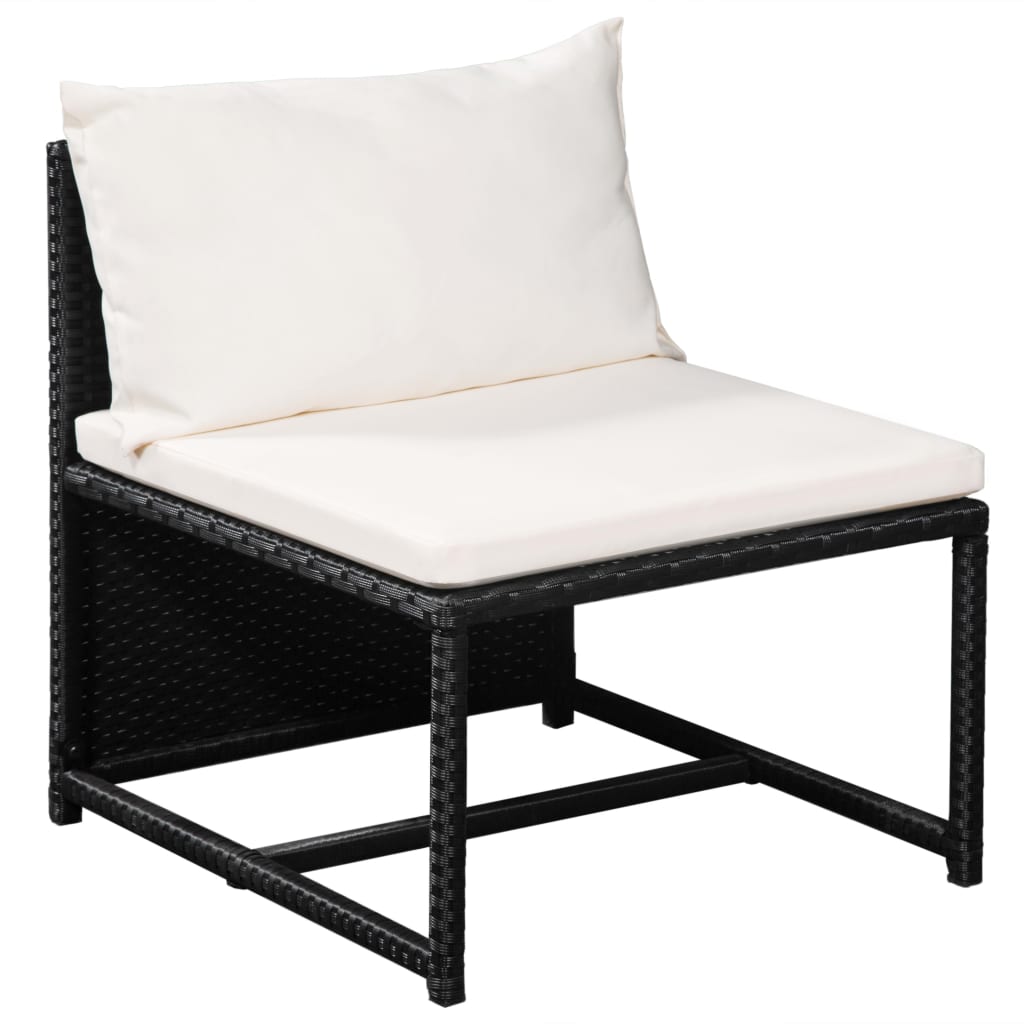 12-delige Loungeset met kussens poly rattan zwart