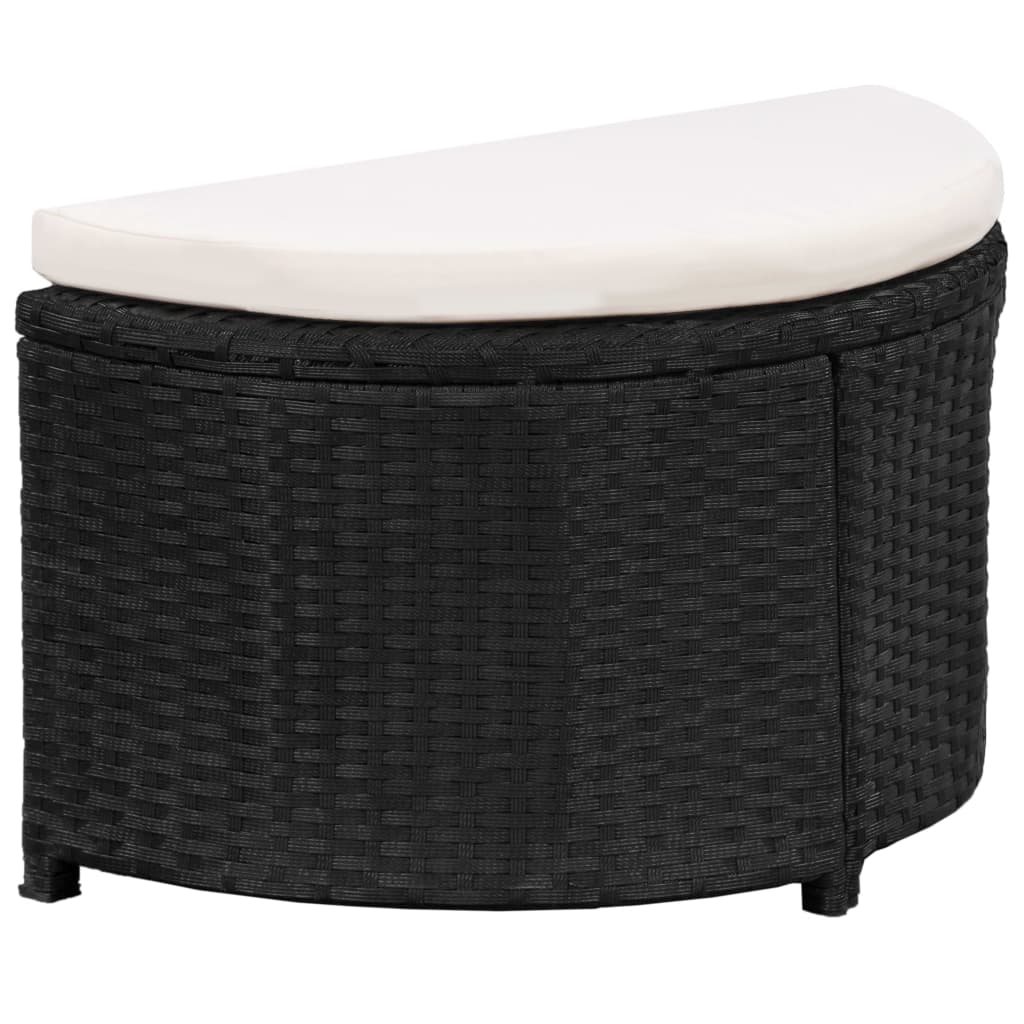 12-delige Loungeset met kussens poly rattan zwart