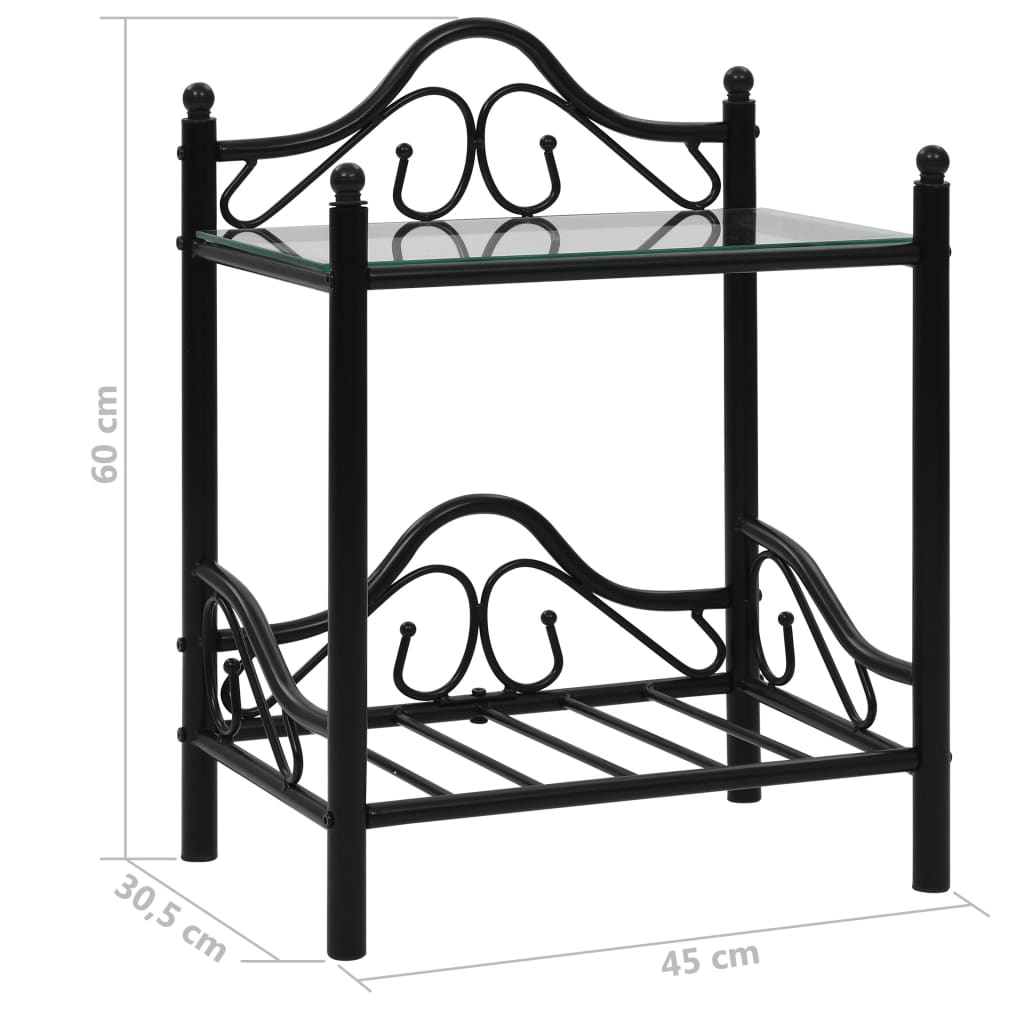 Nachtkastjes 45x30,5x60 cm staal en gehard glas