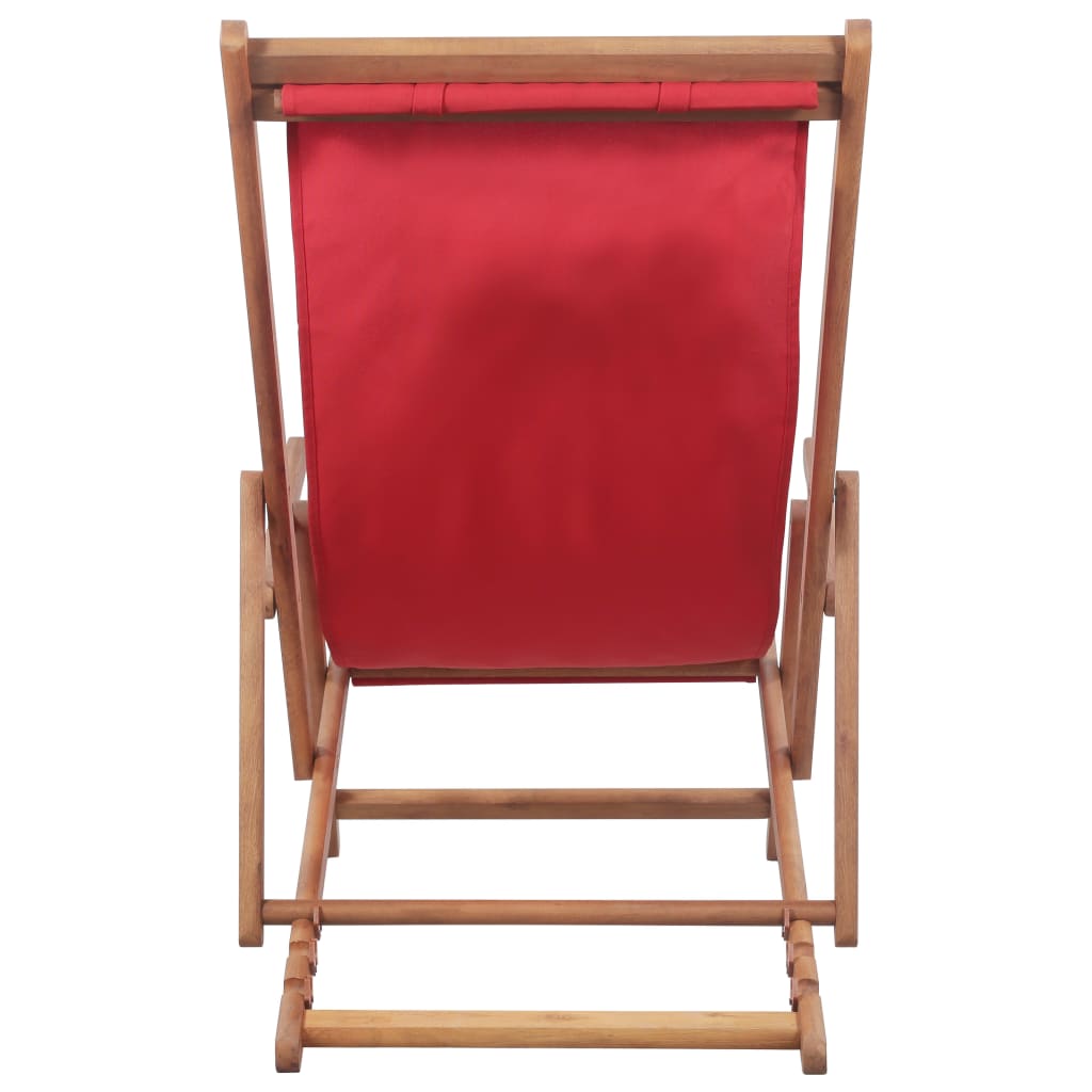 Chaise de plage pliable en tissu et structure en bois