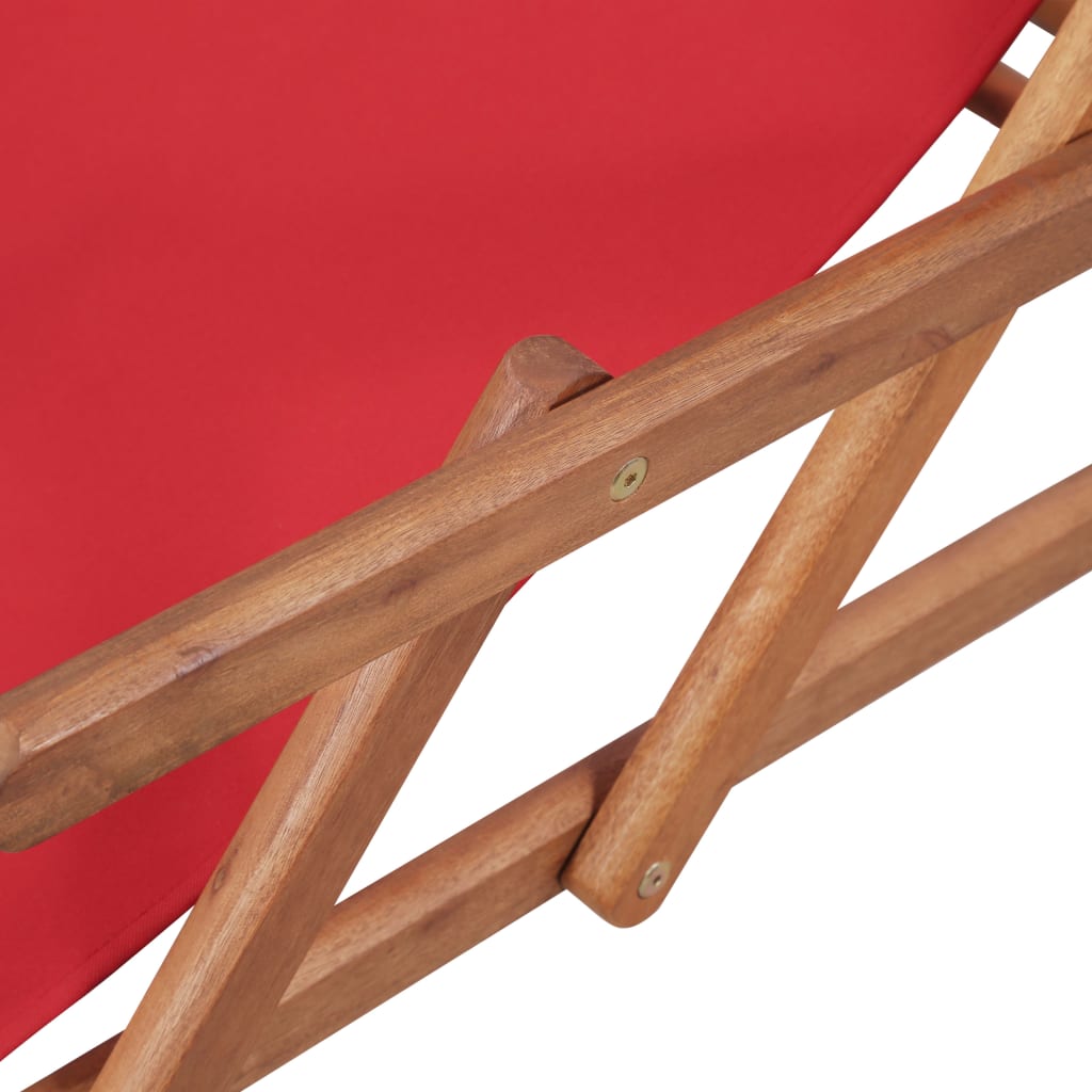 Chaise de plage pliable en tissu et structure en bois