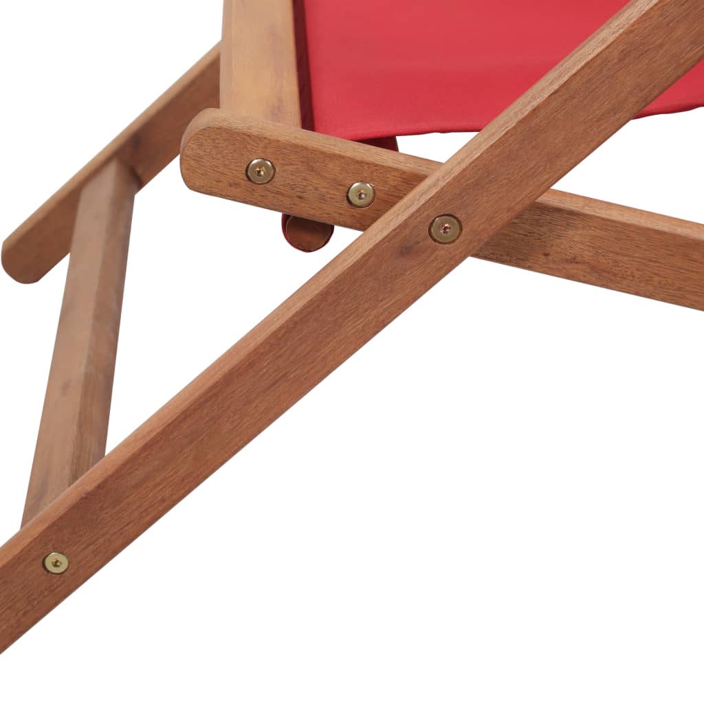 Chaise de plage pliable en tissu et structure en bois