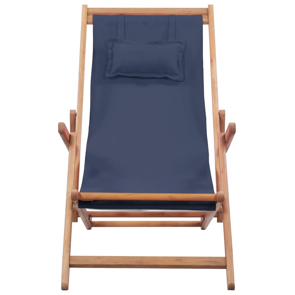 Chaise de plage pliable en tissu et structure en bois