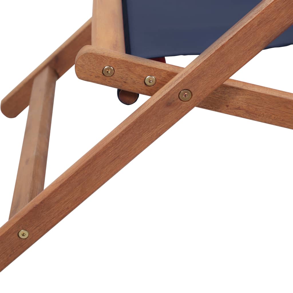 Chaise de plage pliable en tissu et structure en bois