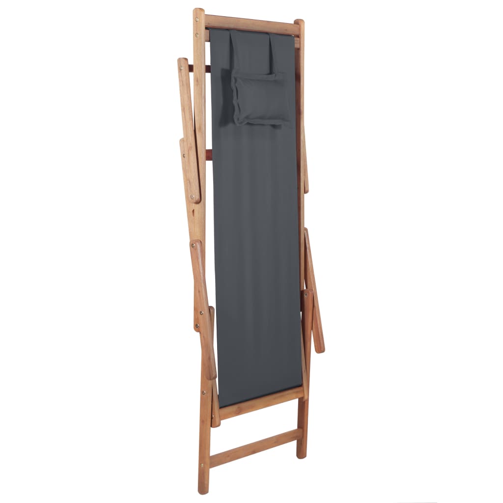 Chaise de plage pliable en tissu et structure en bois