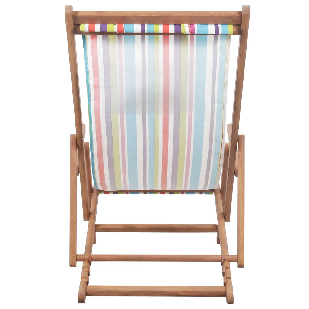 Chaise de plage pliable en tissu et structure en bois