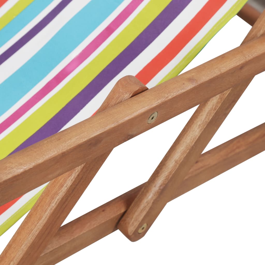 Chaise de plage pliable en tissu et structure en bois