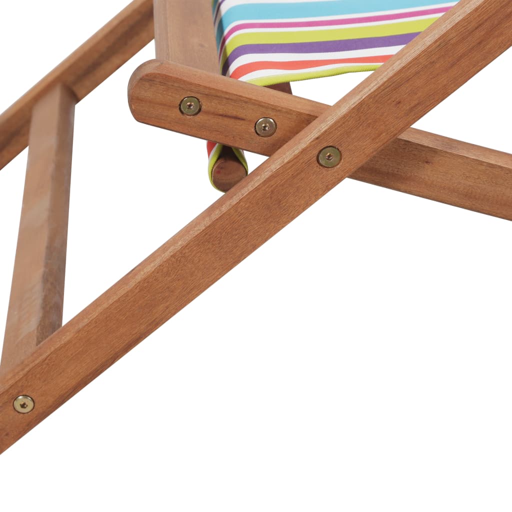 Chaise de plage pliable en tissu et structure en bois