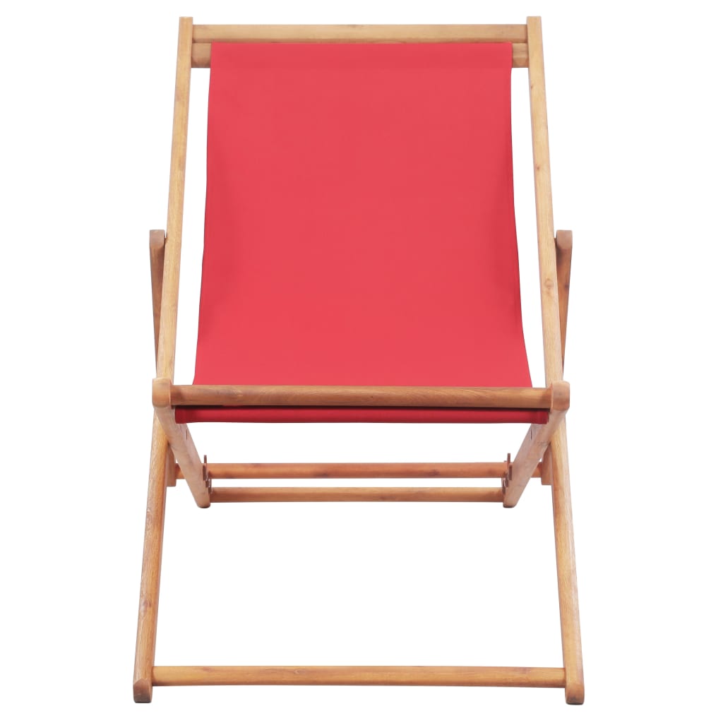 Chaise de plage pliable en bois d'eucalyptus et tissu