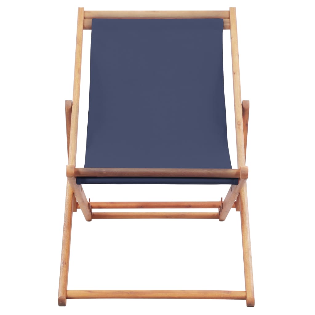 Chaise de plage pliable en bois d'eucalyptus et tissu