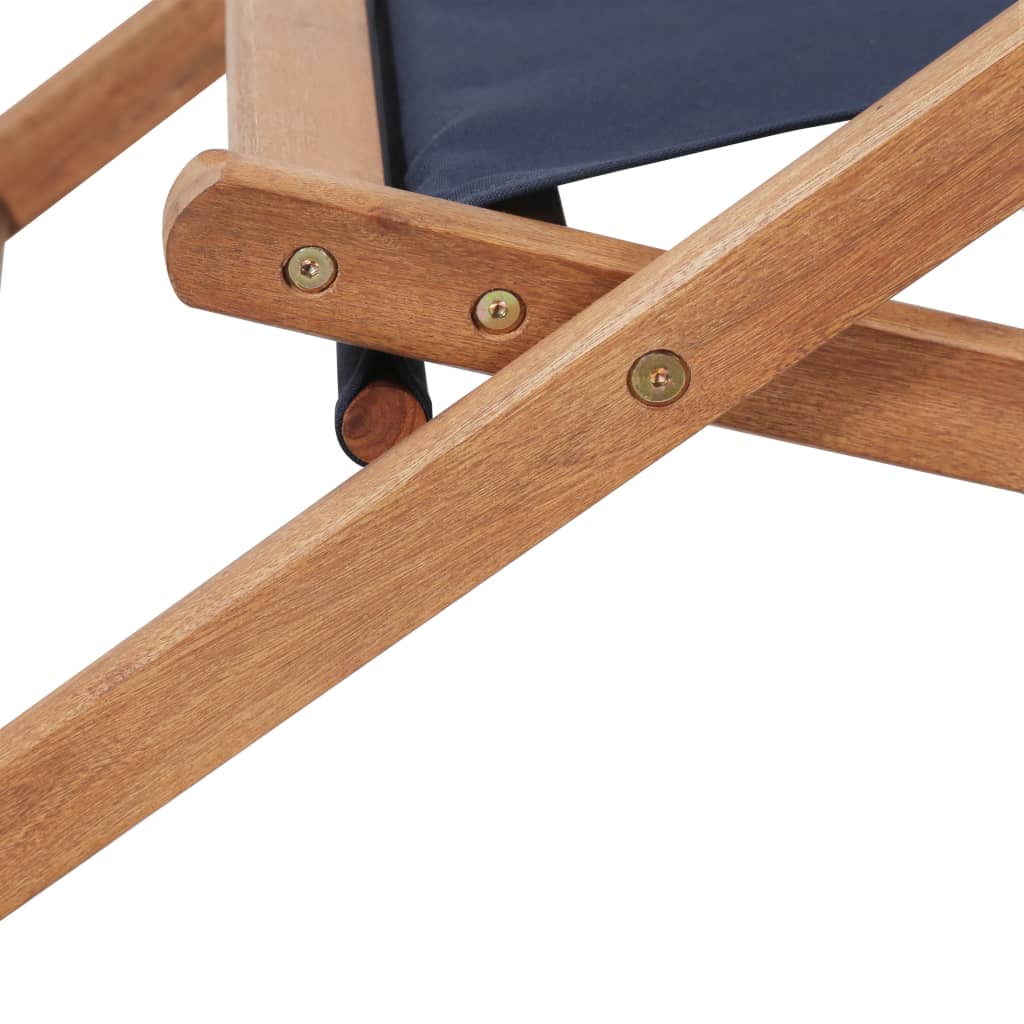 Chaise de plage pliable en bois d'eucalyptus et tissu