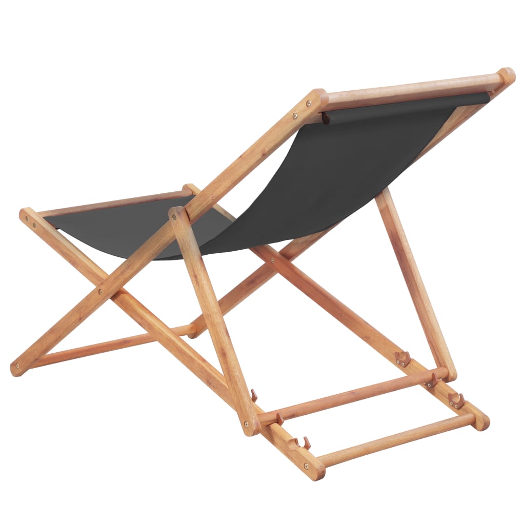 Chaise de plage pliable en bois d'eucalyptus et tissu