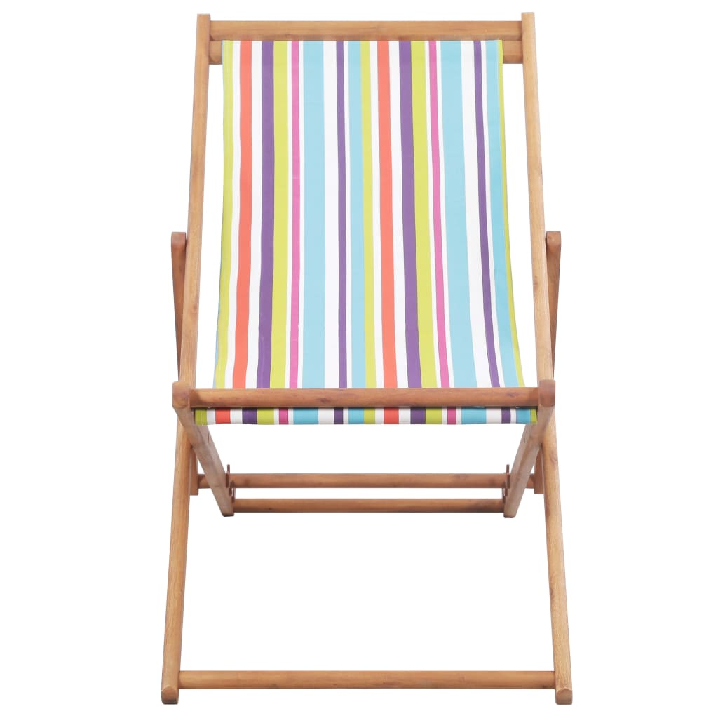 Chaise de plage pliable en bois d'eucalyptus et tissu