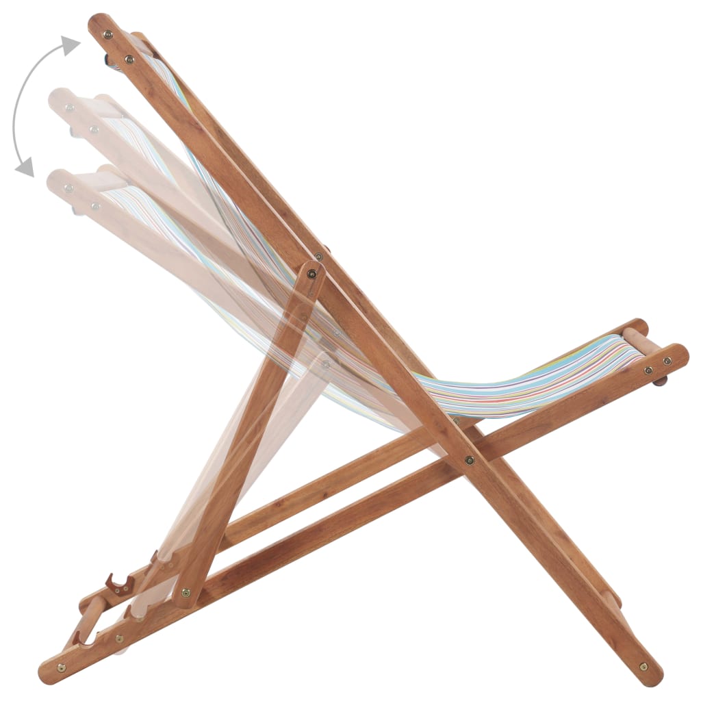 Chaise de plage pliable en bois d'eucalyptus et tissu