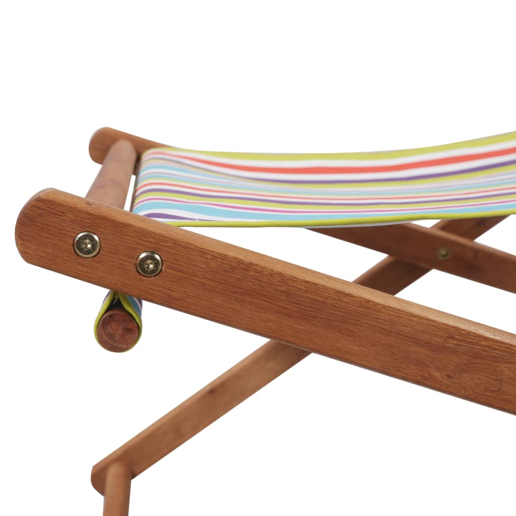 Chaise de plage pliable en bois d'eucalyptus et tissu