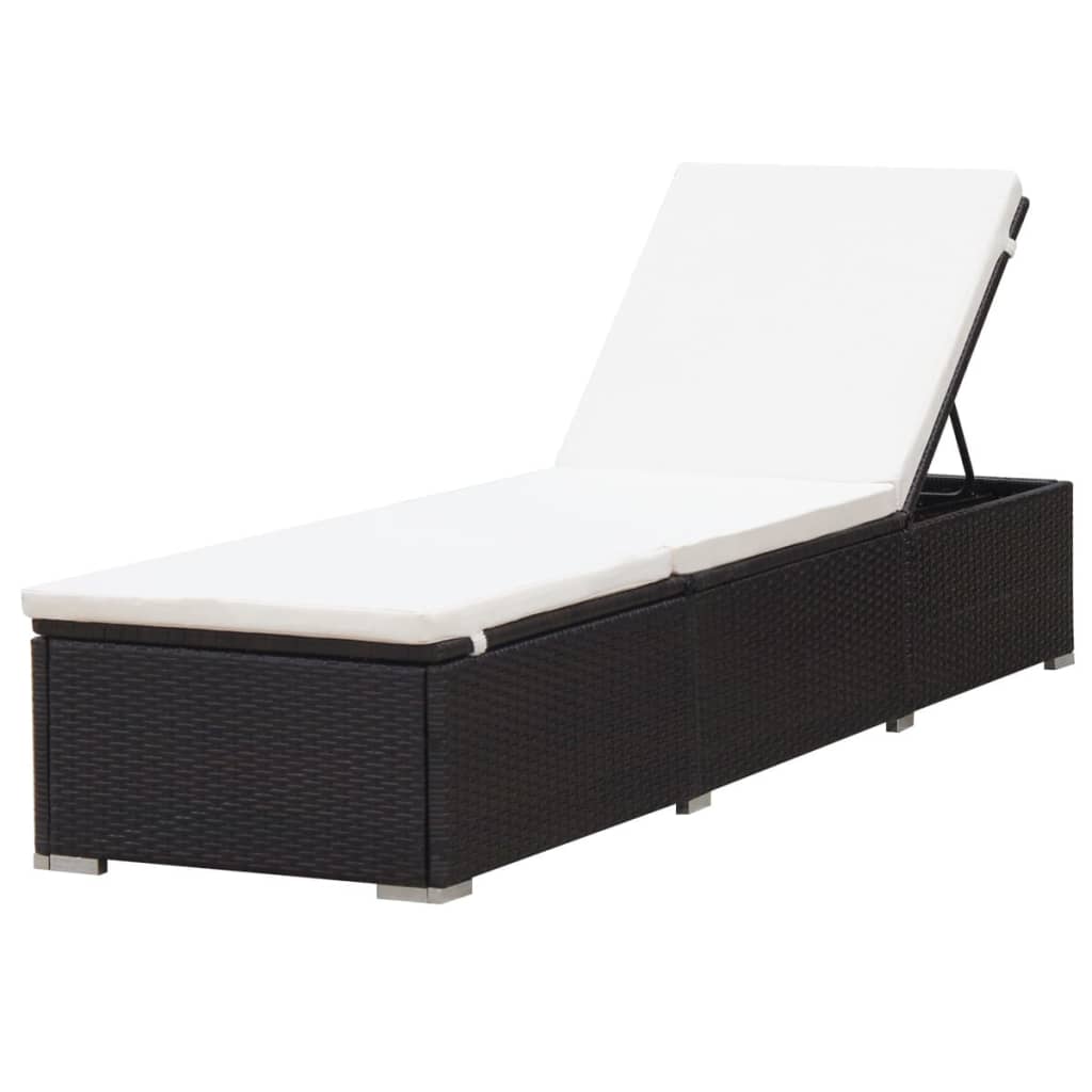 Chaise longue avec coussin en polyrotin