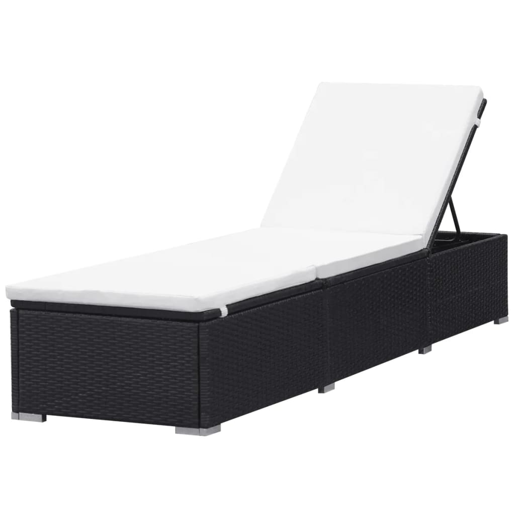 Chaise longue avec coussin en polyrotin