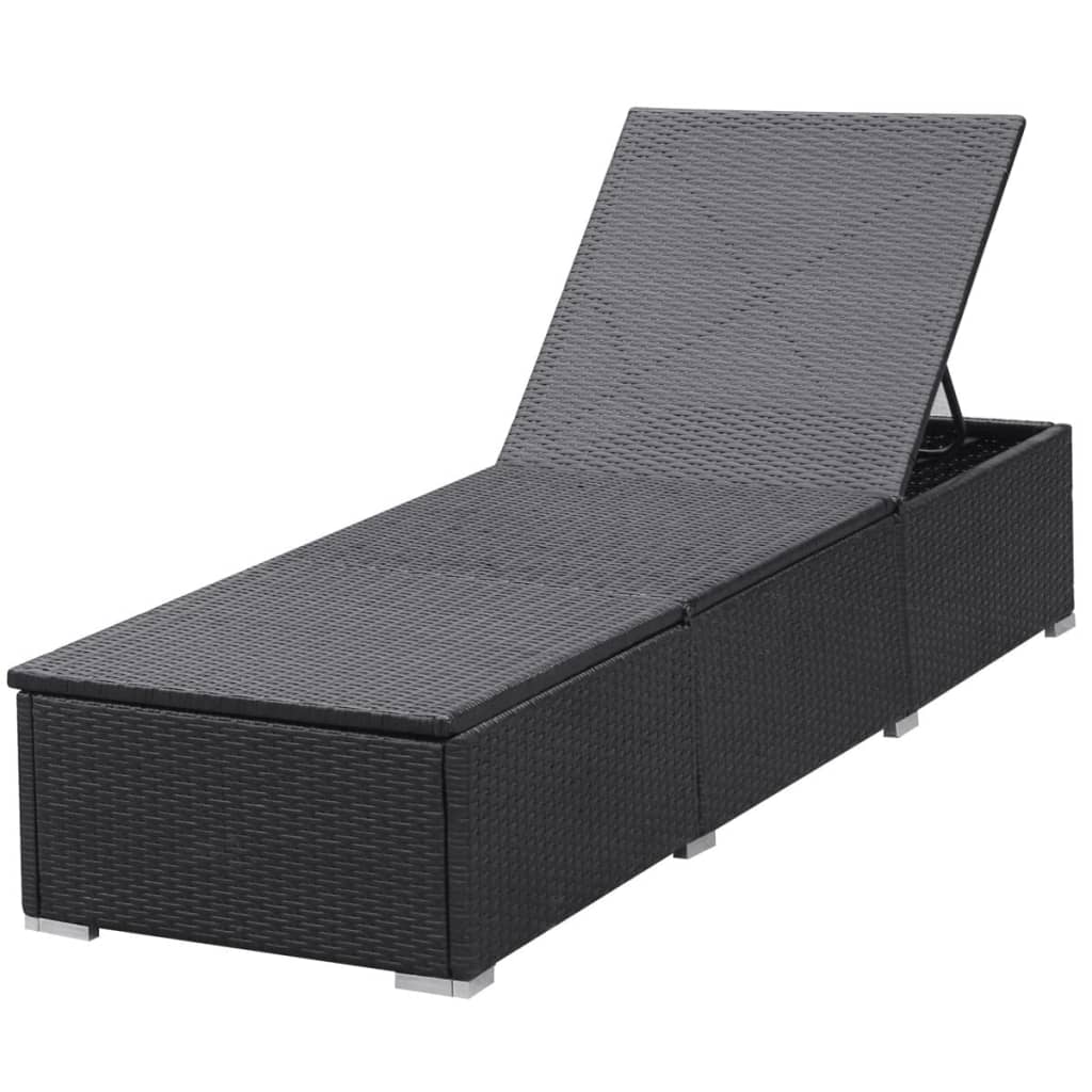 Chaise longue avec coussin en polyrotin