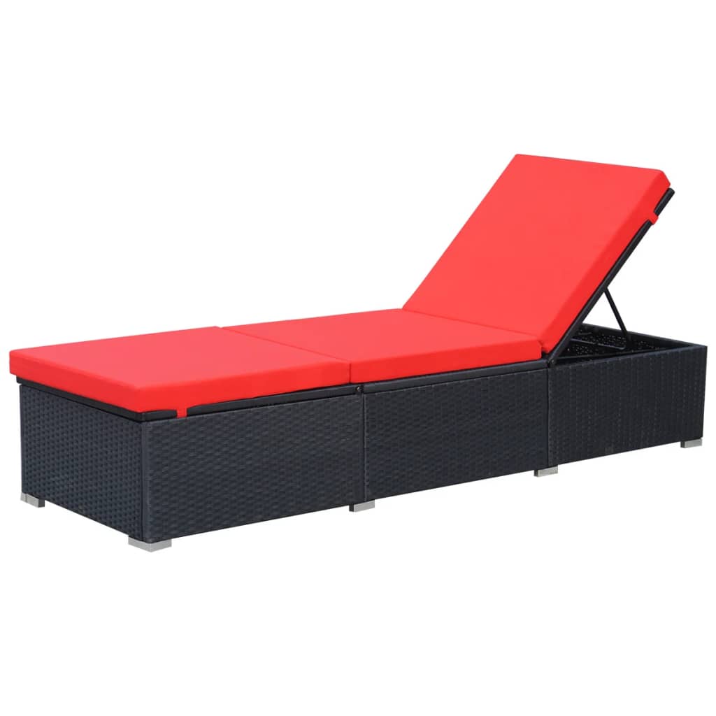 Chaise longue avec coussin en polyrotin