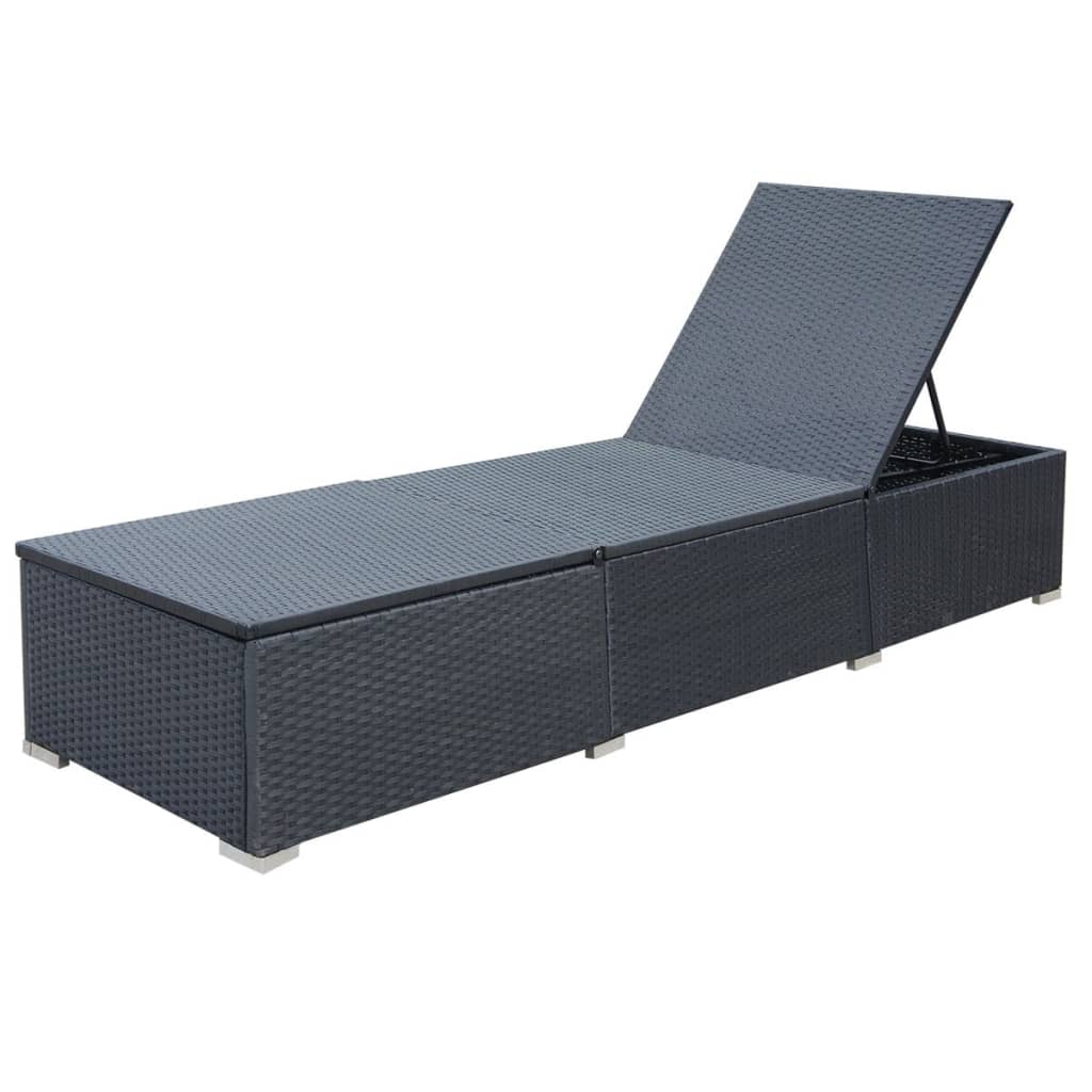 Chaise longue avec coussin en polyrotin