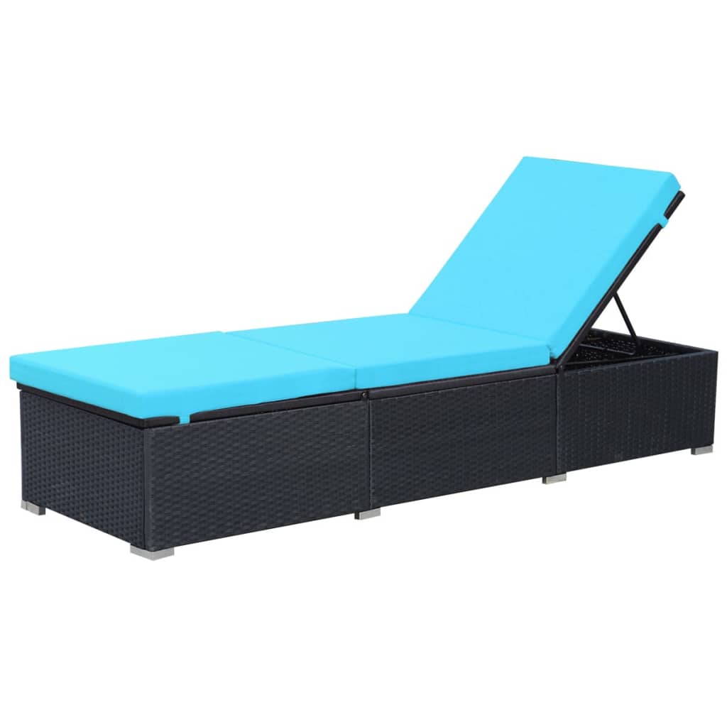 Chaise longue avec coussin en polyrotin