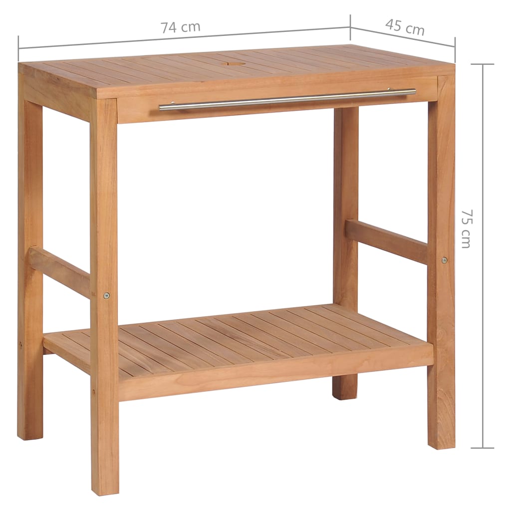 Meuble vasque 132x45x75 cm teck massif