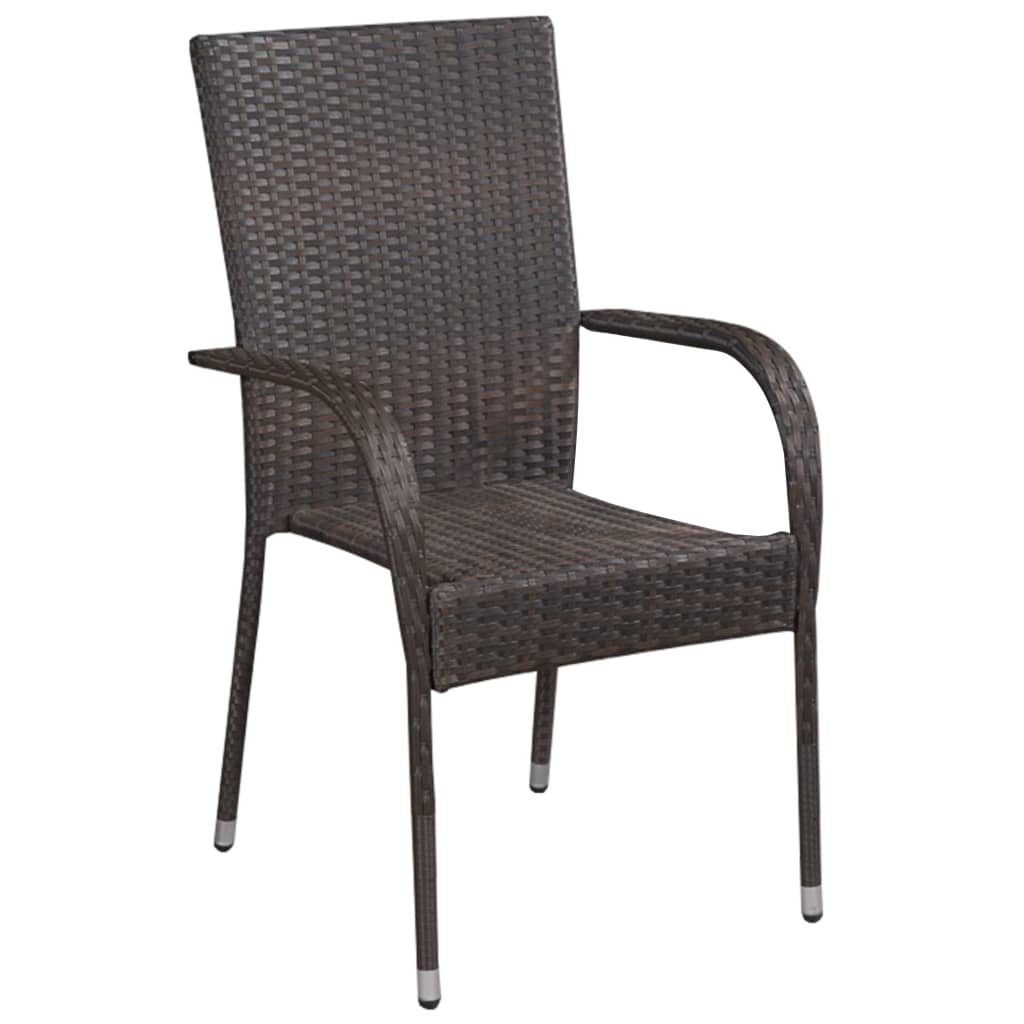 Tuinstoelen stapelbaar 6 st poly rattan