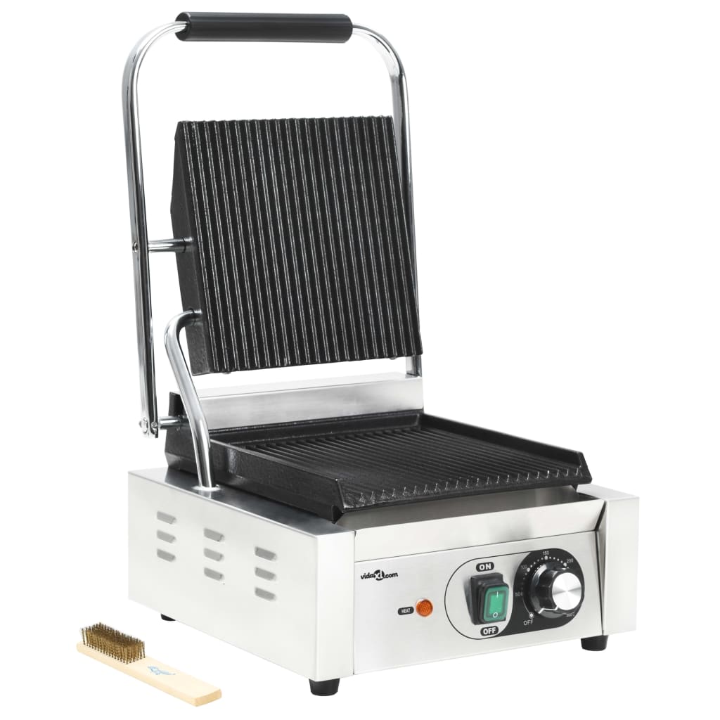 Panini grill gegroefd 1800 W 31x30,5x20 cm roestvrij staal