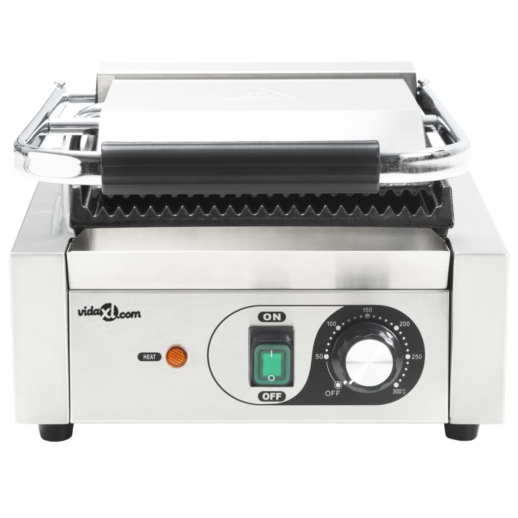 Panini grill gegroefd 1800 W 31x30,5x20 cm roestvrij staal