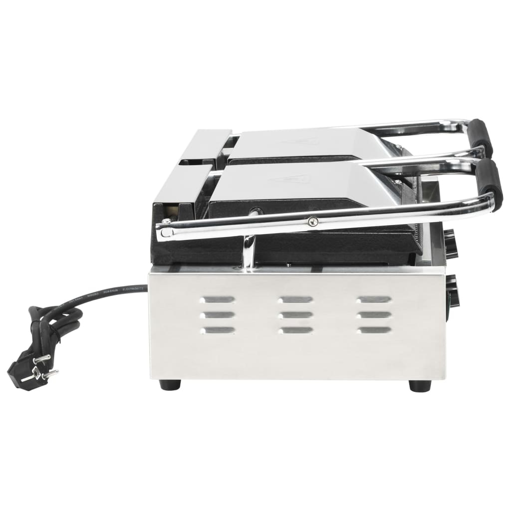 Panini grill gegroefd 1800 W 31x30,5x20 cm roestvrij staal