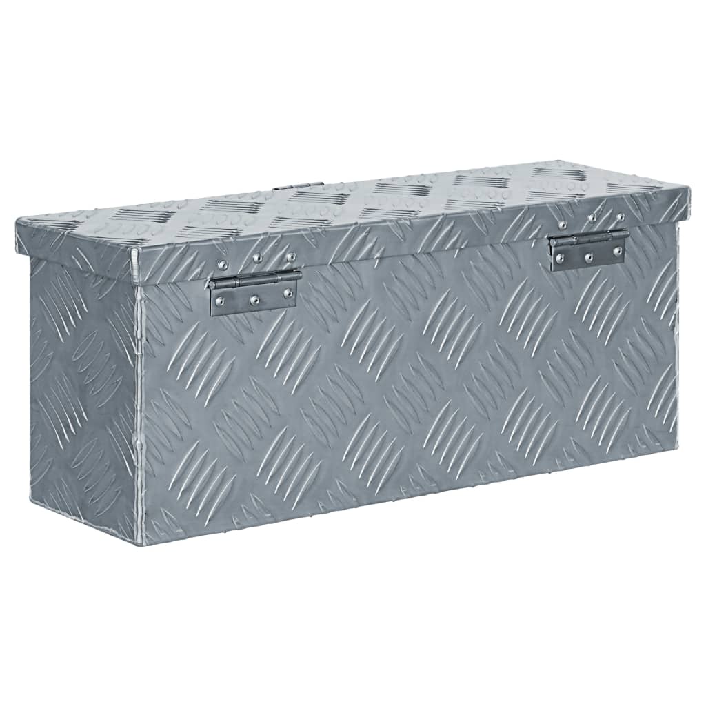 Opbergbox 50x15x20,5 cm aluminium zilverkleurig