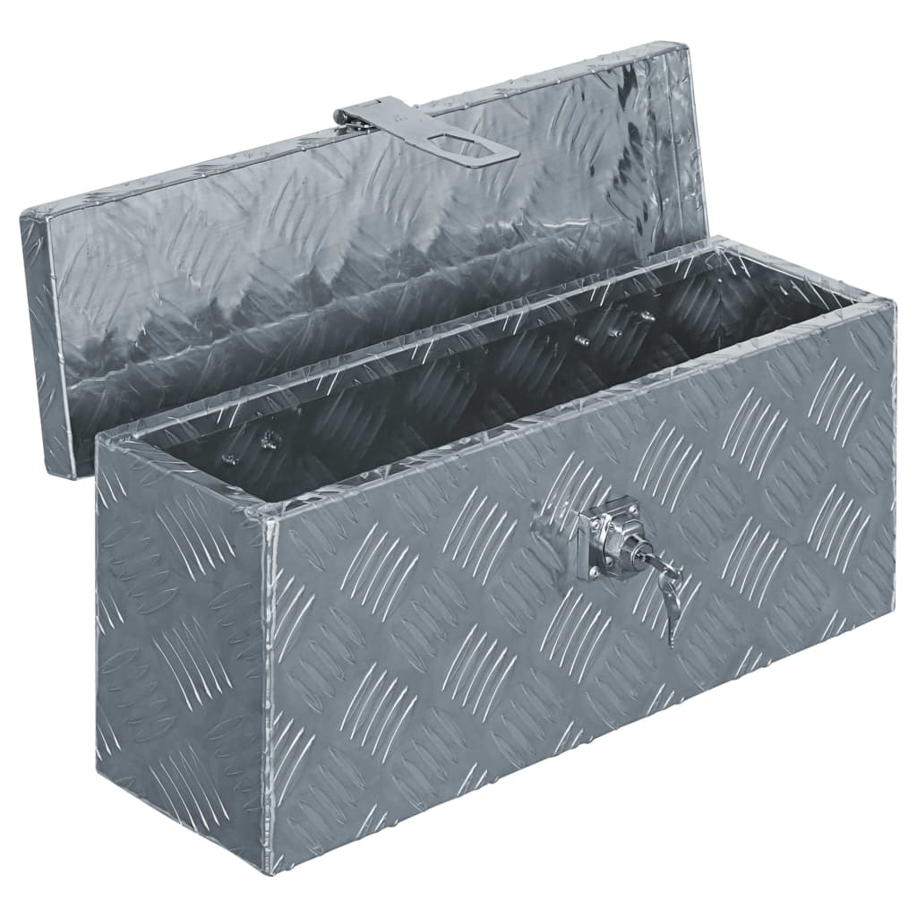 Opbergbox 50x15x20,5 cm aluminium zilverkleurig