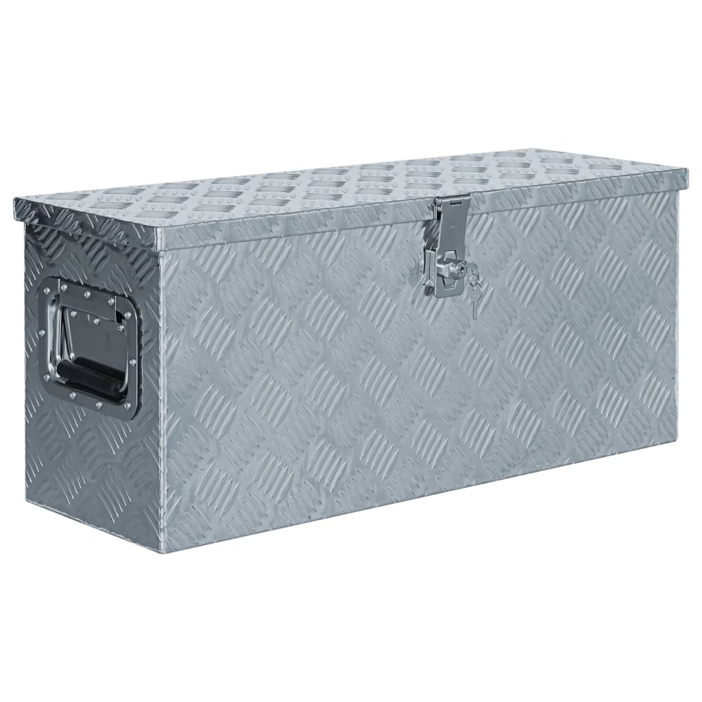 Opbergbox 50x15x20,5 cm aluminium zilverkleurig