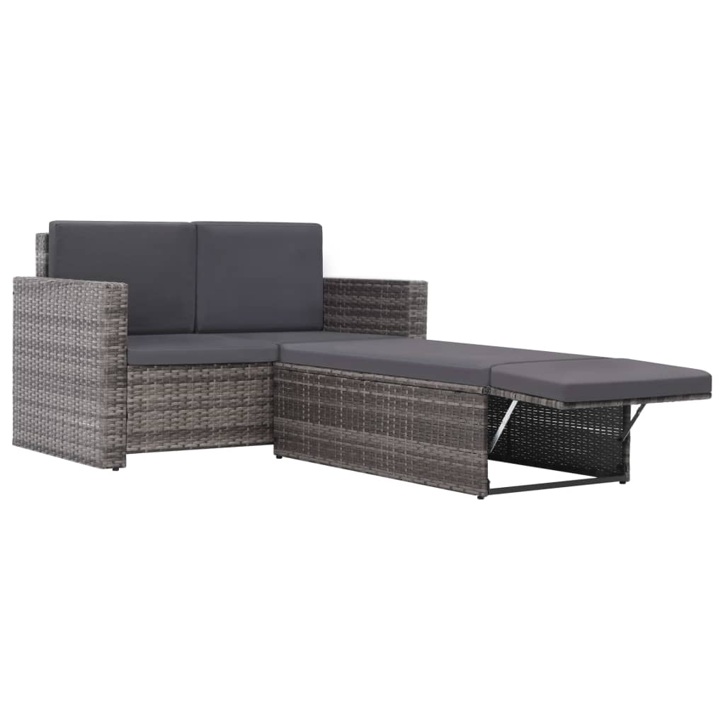 2-delige Loungeset met kussens poly rattan