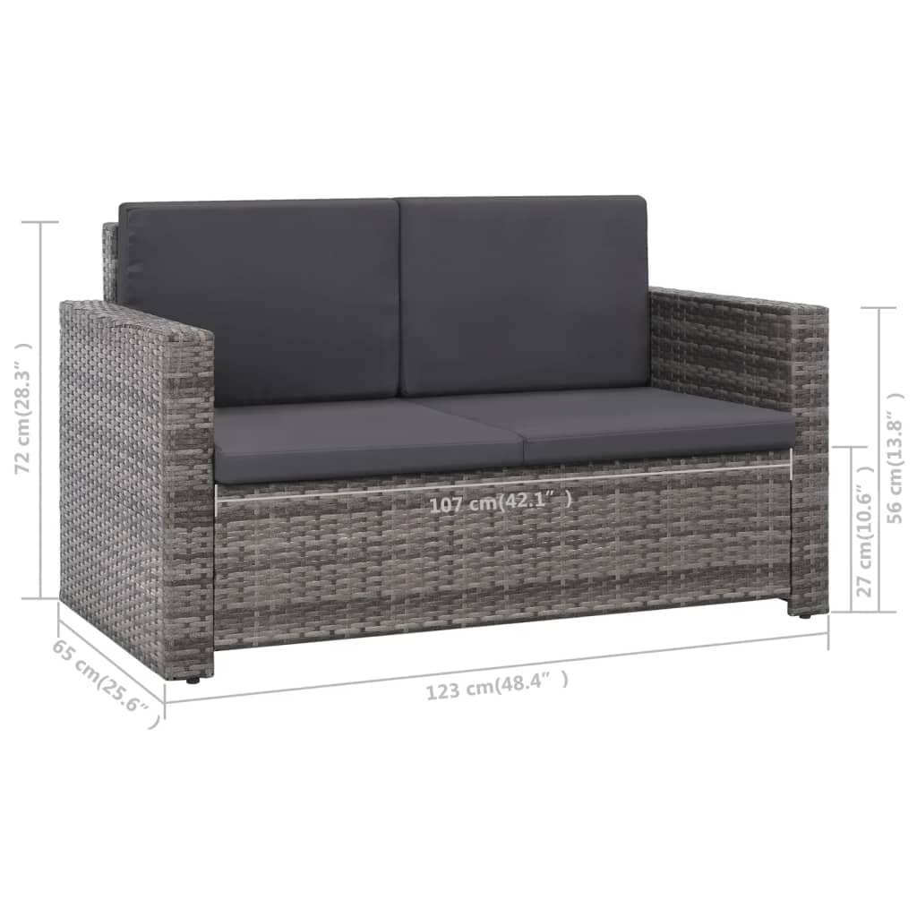 2-delige Loungeset met kussens poly rattan