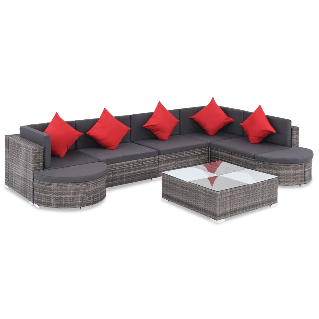 8-delige Loungeset met kussens poly rattan