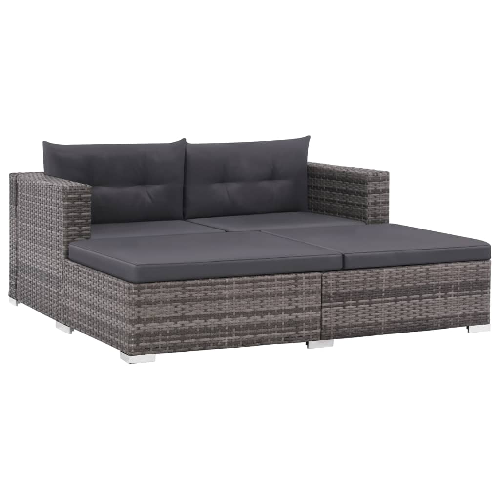 3-delige Loungeset met kussens poly rattan