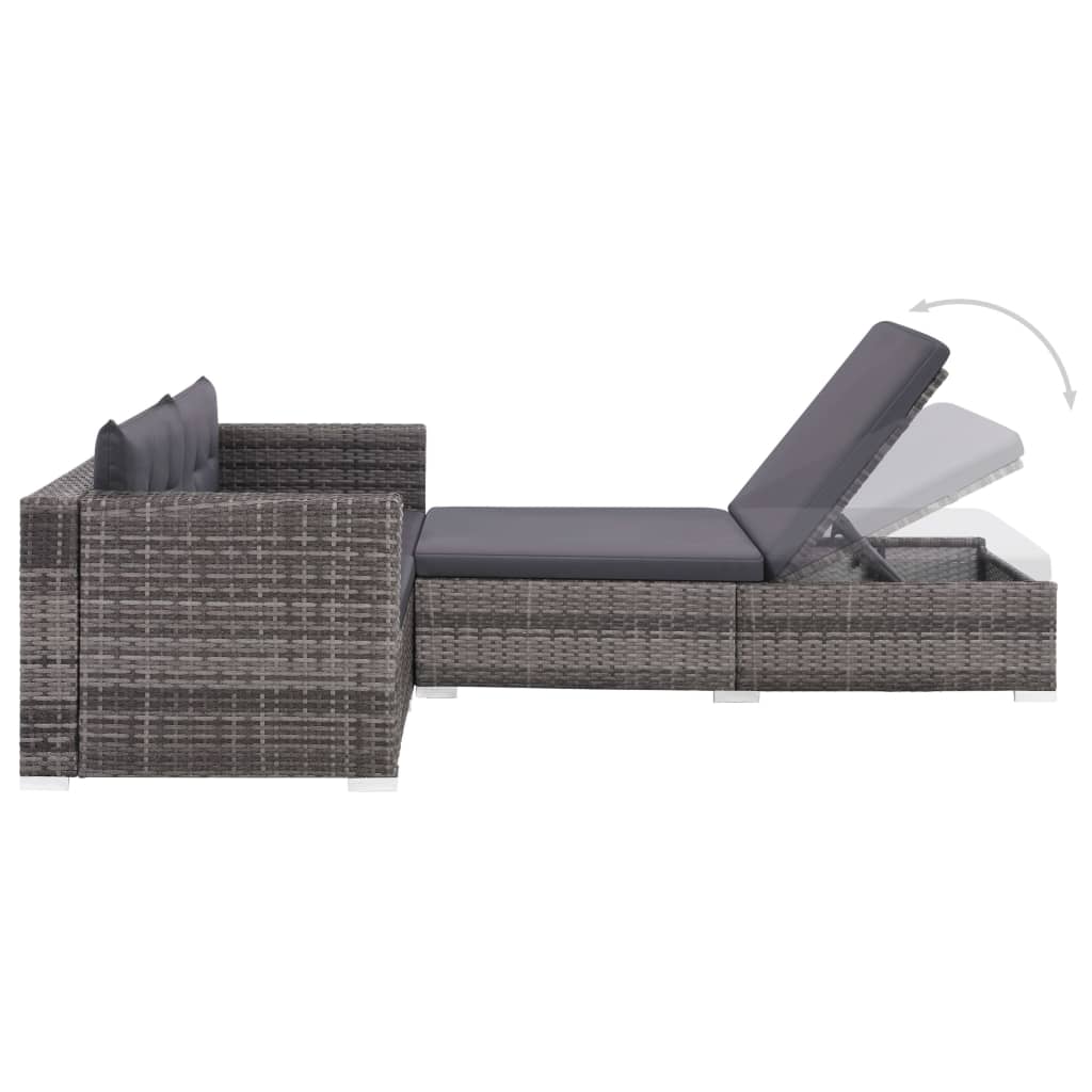 3-delige Loungeset met kussens poly rattan