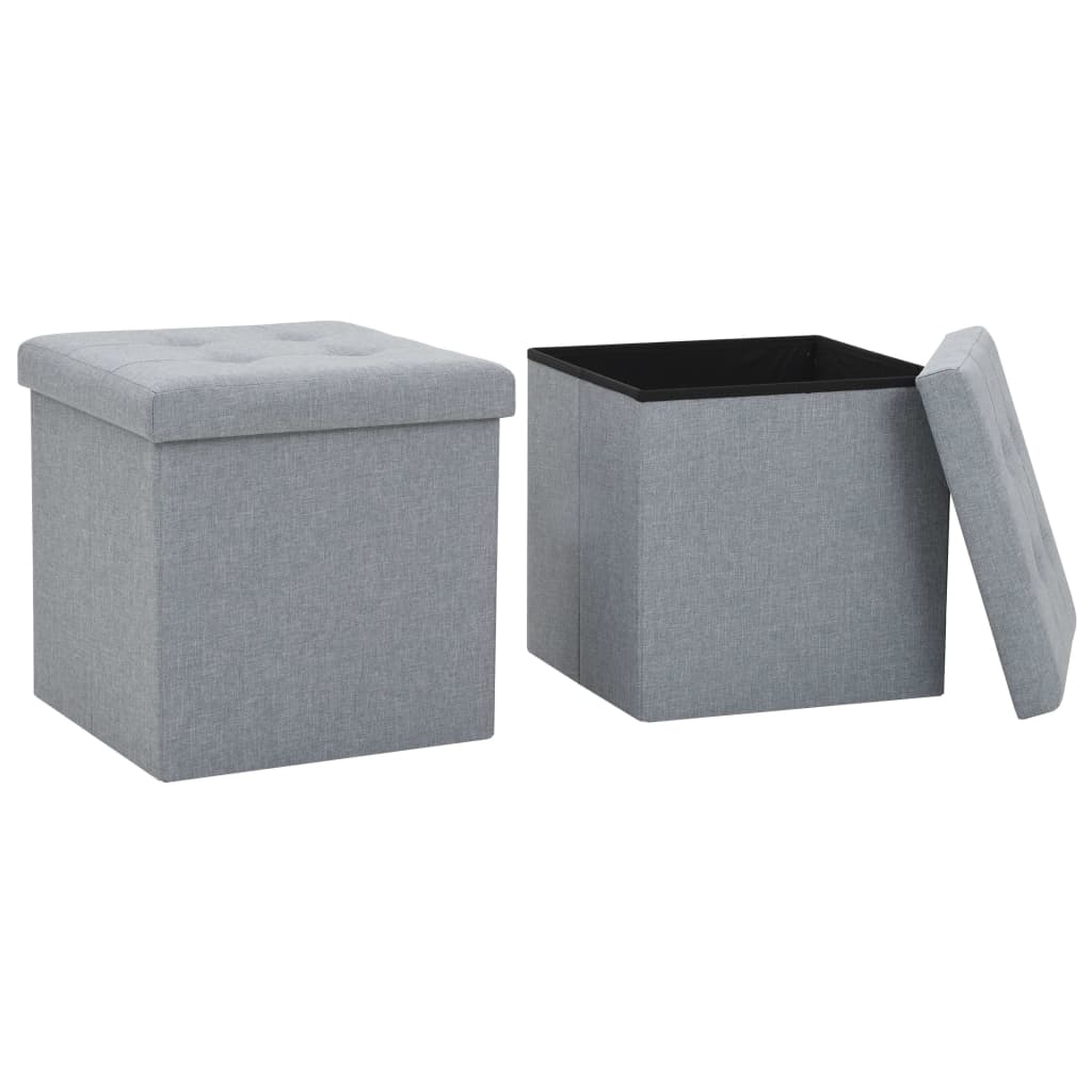 Tabouret de rangement pliable en lin artificiel