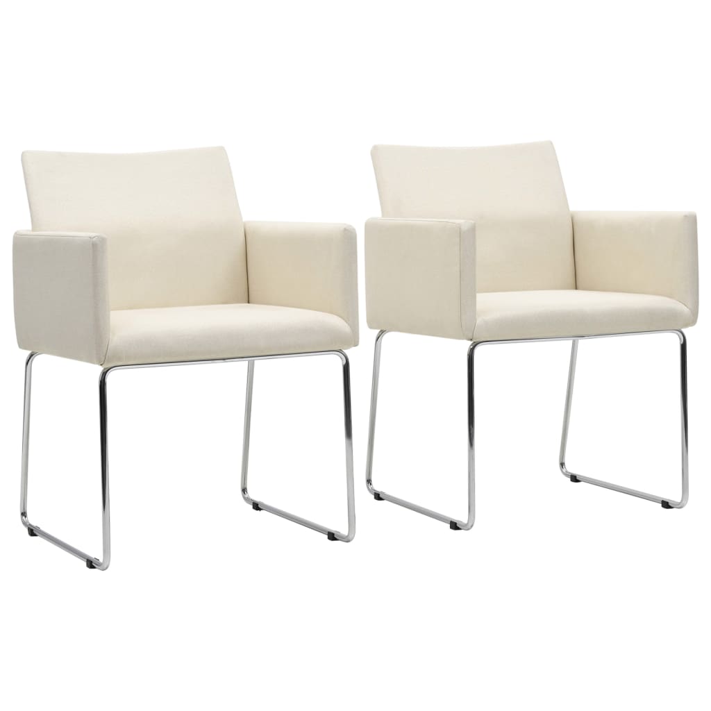 Chaises de salle à manger 2 pcs tissu aspect lin blanc