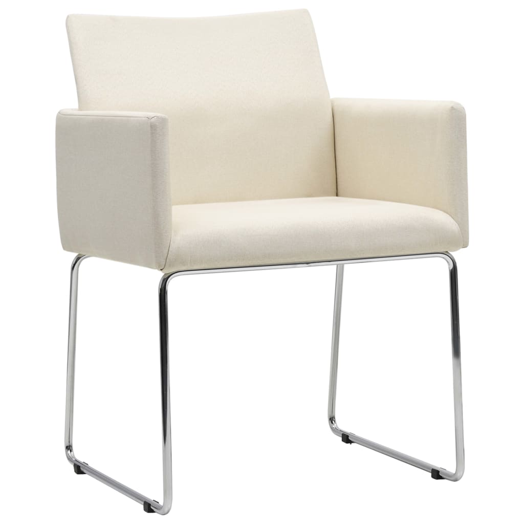 Chaises de salle à manger 2 pcs tissu aspect lin blanc