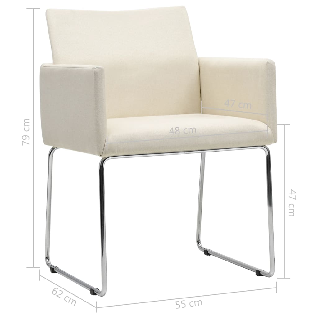 Chaises de salle à manger 2 pcs tissu aspect lin blanc