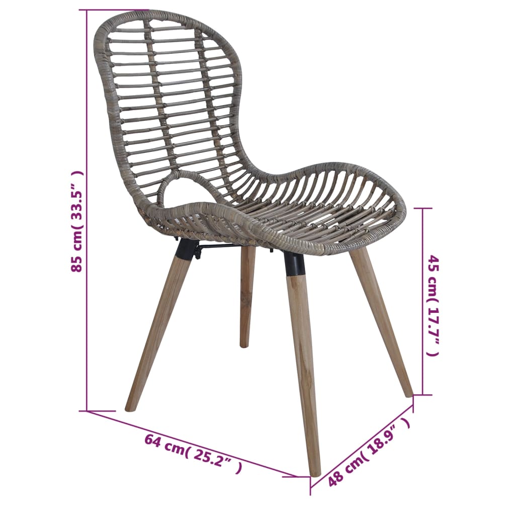 Eetkamerstoelen 2 st natuurlijk rattan