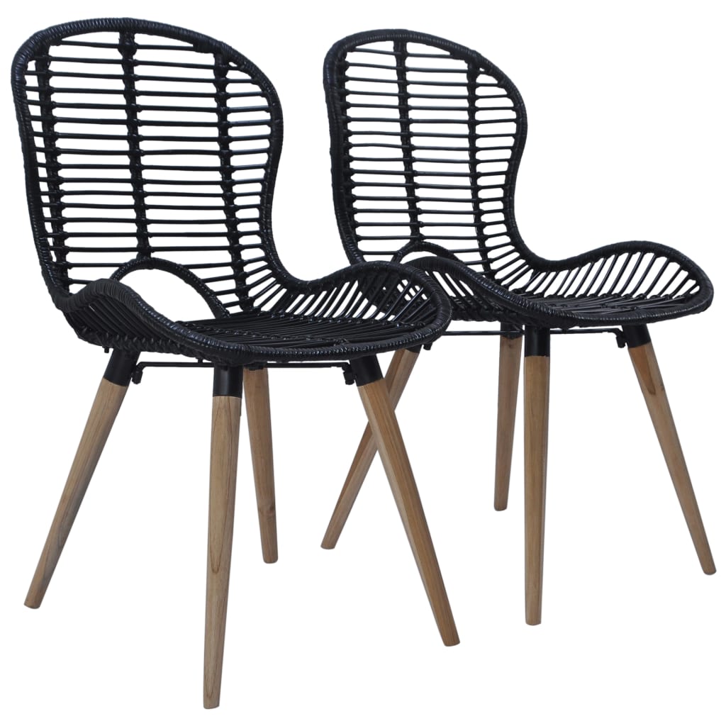 Eetkamerstoelen 2 st natuurlijk rattan