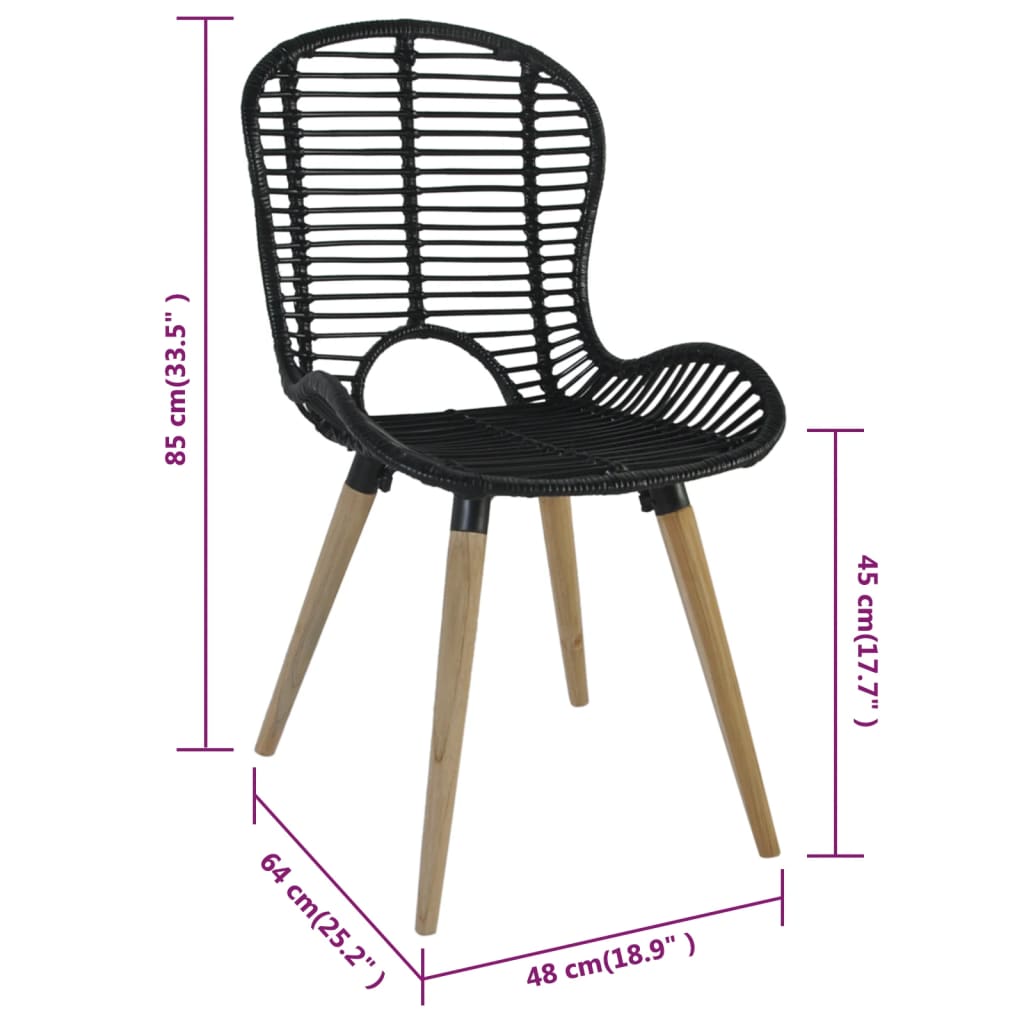 Eetkamerstoelen 2 st natuurlijk rattan