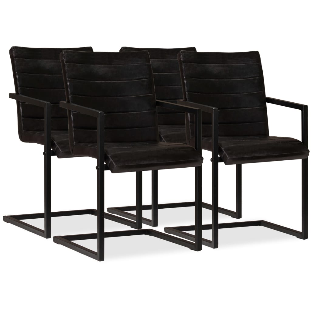 Chaises de salle à manger 4 pcs cuir véritable anthracite