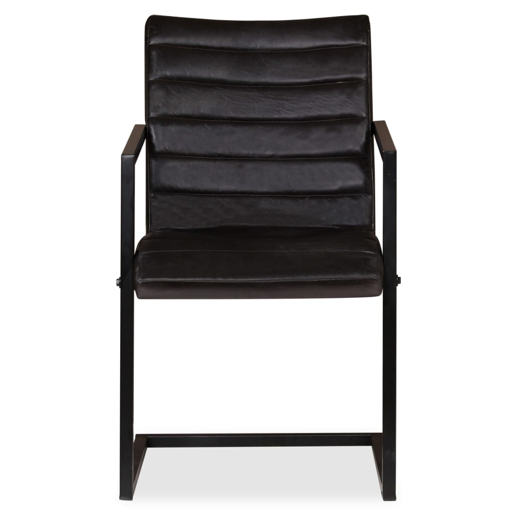 Chaises de salle à manger 4 pcs cuir véritable anthracite