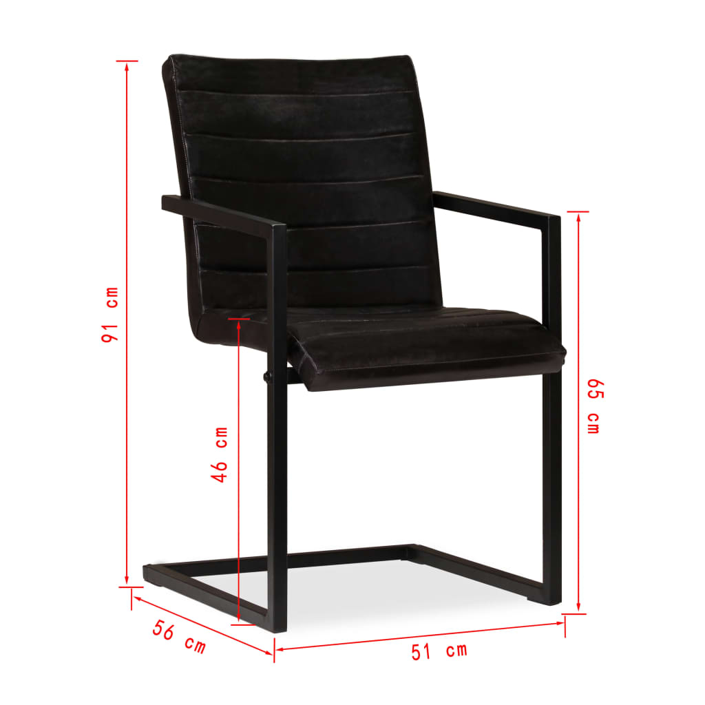 Chaises de salle à manger 4 pcs cuir véritable anthracite