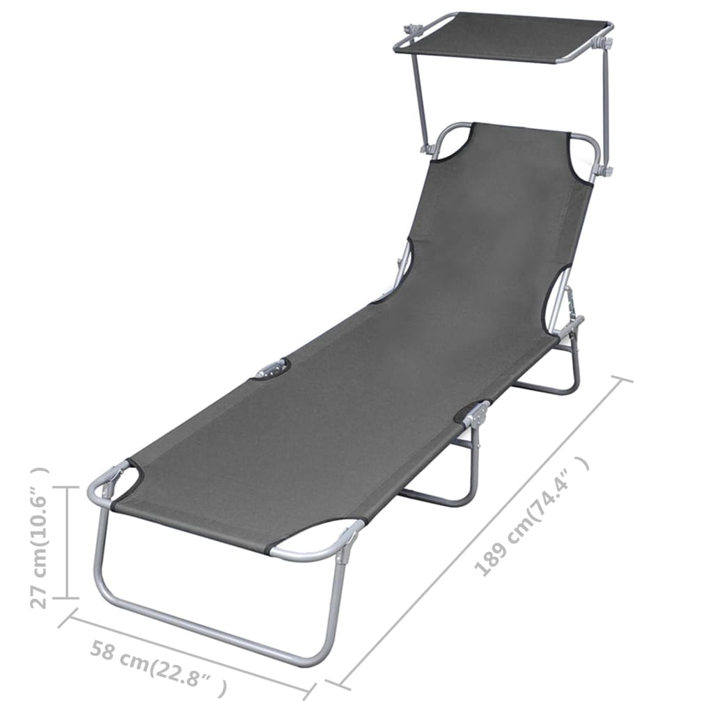 Chaise longue pliable avec dossier réglable